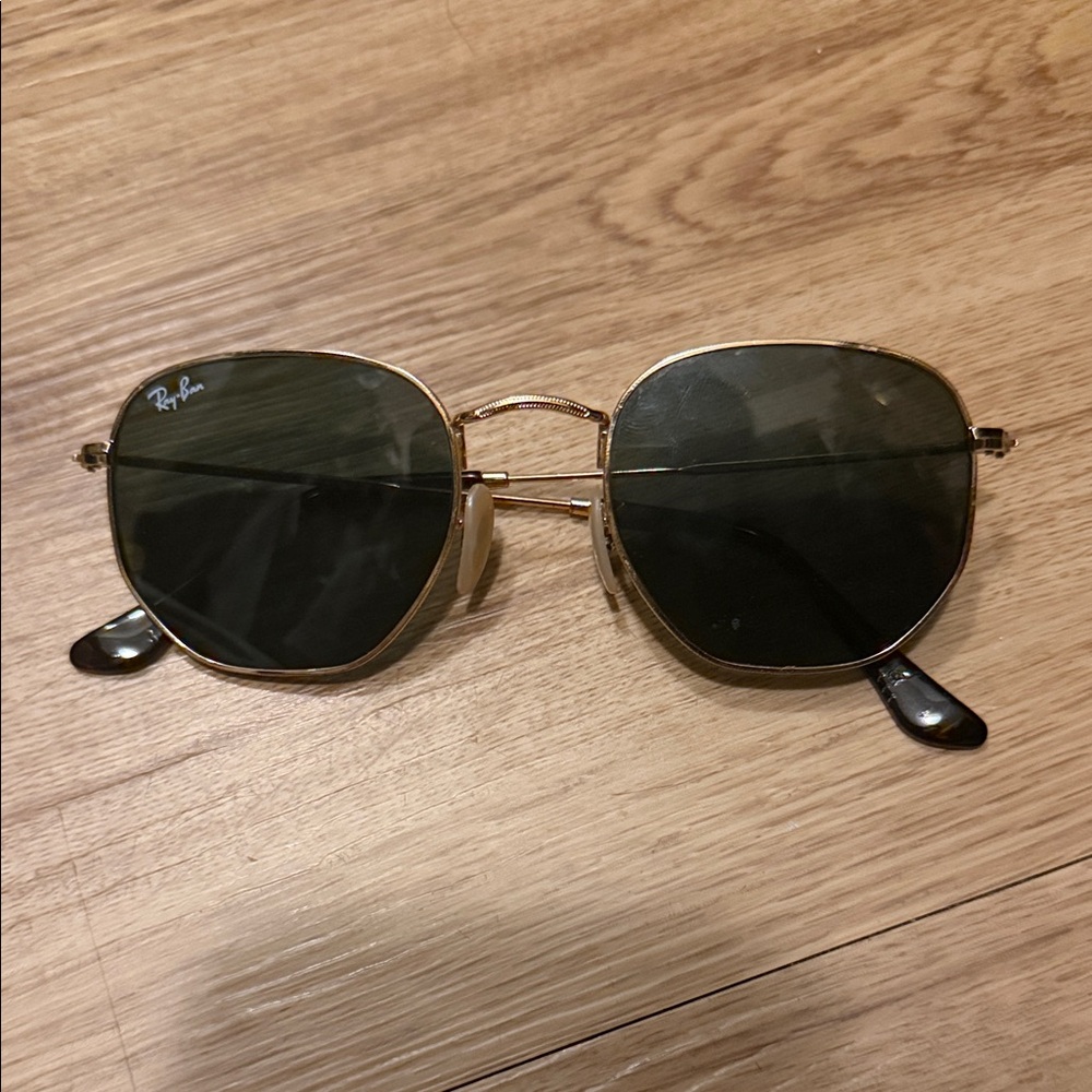 Ray-Ban Gold Frame Sunglasses with Black Lenses